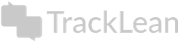 Das Bild zeigt das TrackLean-Logo. Es kombiniert den Schriftzug „TrackLean“ mit zwei Sprechblasen-Symbolen, die Kommunikation und Transparenz darstellen könnten. Das Design ist modern und minimalistisch, was eine effiziente und benutzerfreundliche Lösung suggeriert, möglicherweise im Bereich Prozessoptimierung oder Projektmanagement. TrackLean könnte eine Software oder ein System zur Verfolgung und Analyse von Prozessen sein, das eine klare und einfache Kommunikation fördert