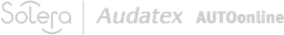 Das Bild zeigt das Solera, Audatex, und AUTOonline-Logo. Diese Marken gehören zusammen und repräsentieren ein führendes Unternehmen im Bereich der Schadenmanagement- und Fahrzeugbewertungslösungen. Der Schriftzug vermittelt ein modernes, professionelles Design und verdeutlicht die technologische Ausrichtung auf digitale Lösungen für die Automobilindustrie, speziell im Bereich der Fahrzeugbewertung und -schadensermittlung.