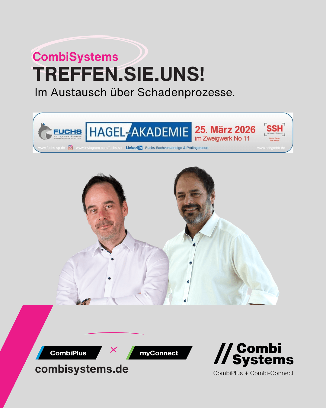 Sebastian Grimm und Stefan Grimm von CombiSystems bei der Hagel-Akademie 2026 in Eislingen