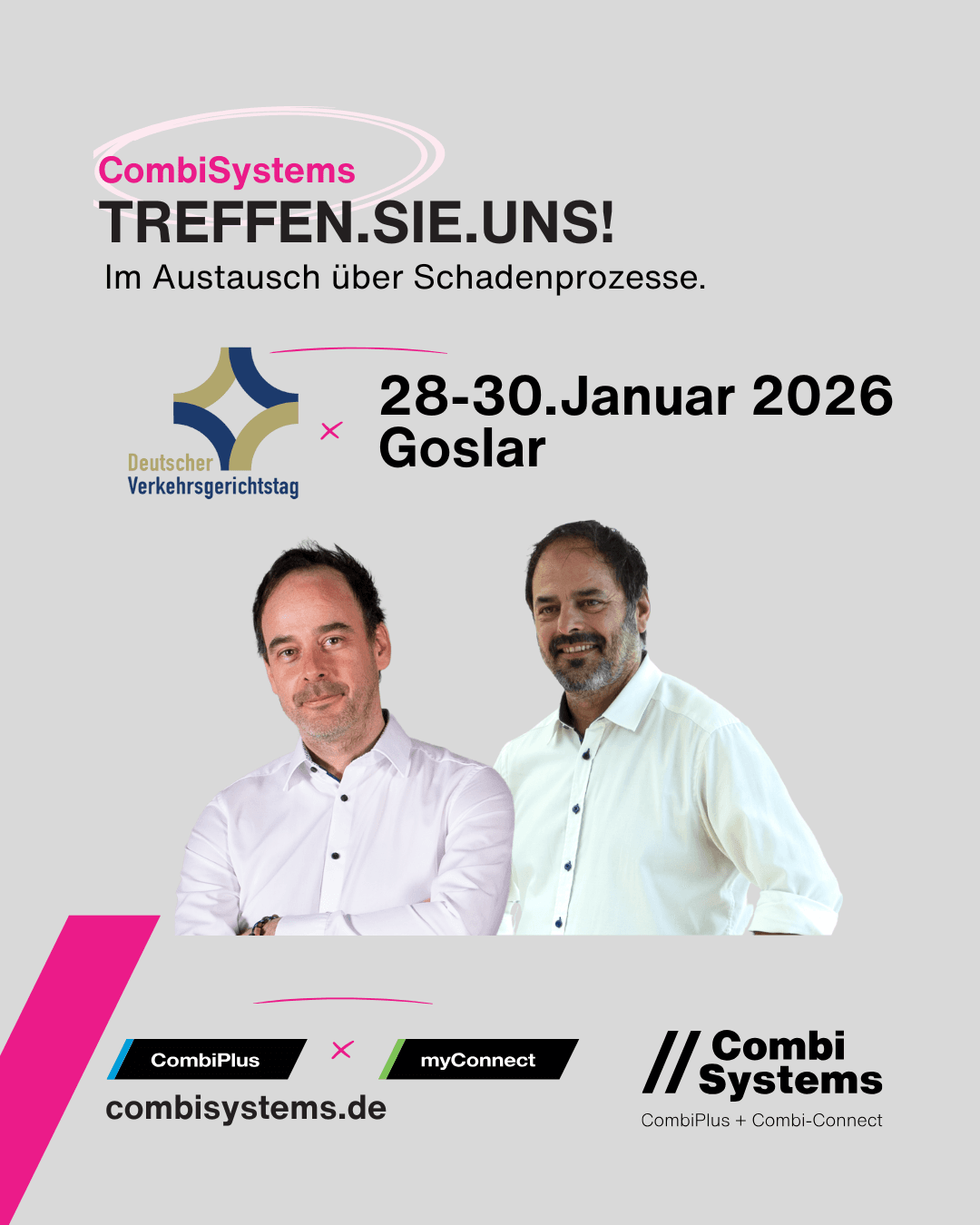 Stefan Grimm und Sebastian Grimm von CombiSystems beim Deutschen Verkehrsgerichtstag 2026 in Goslar